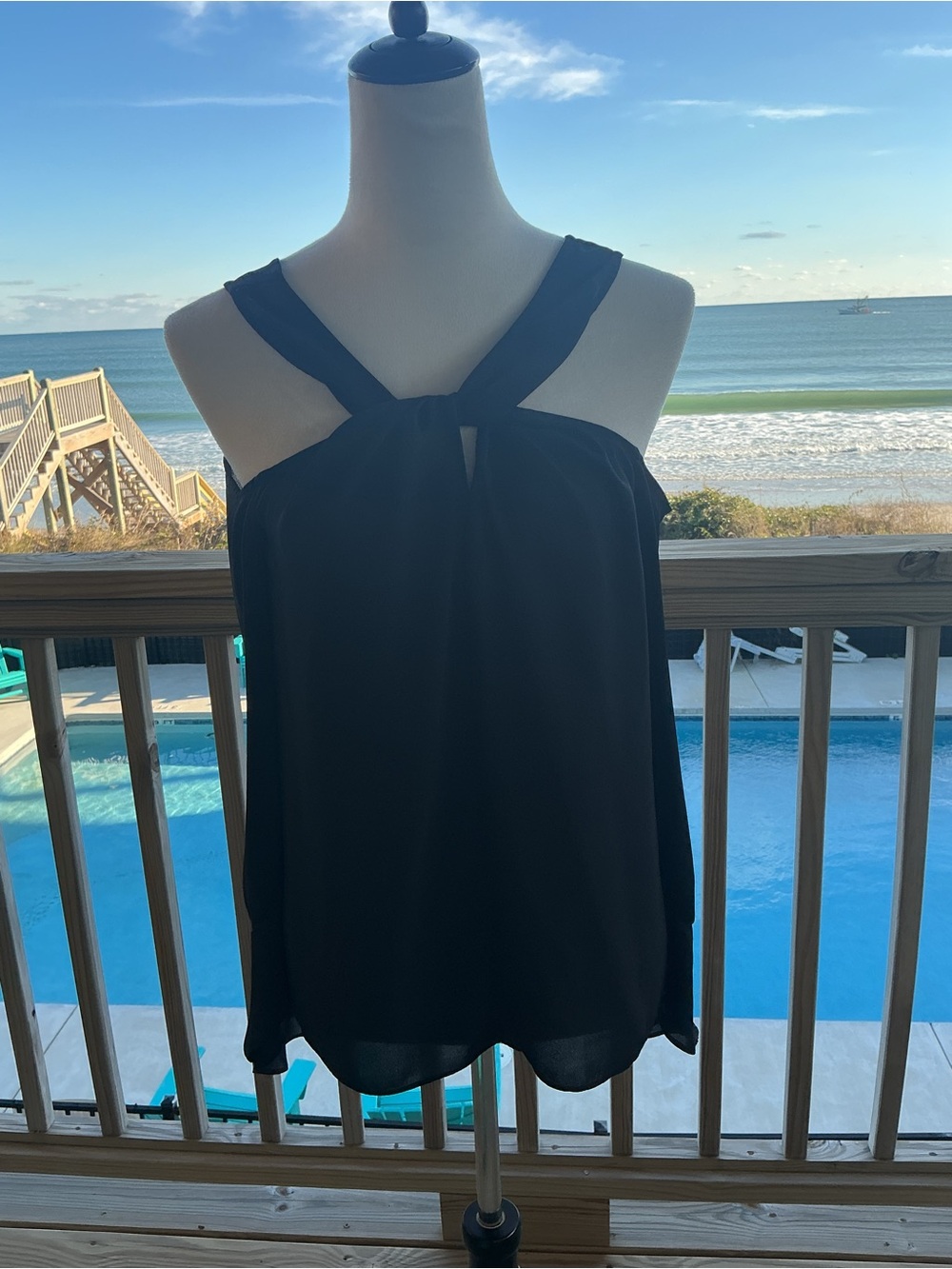 H by Halston Cold Shoulder Elegant Blouse - Picture 3 of 16